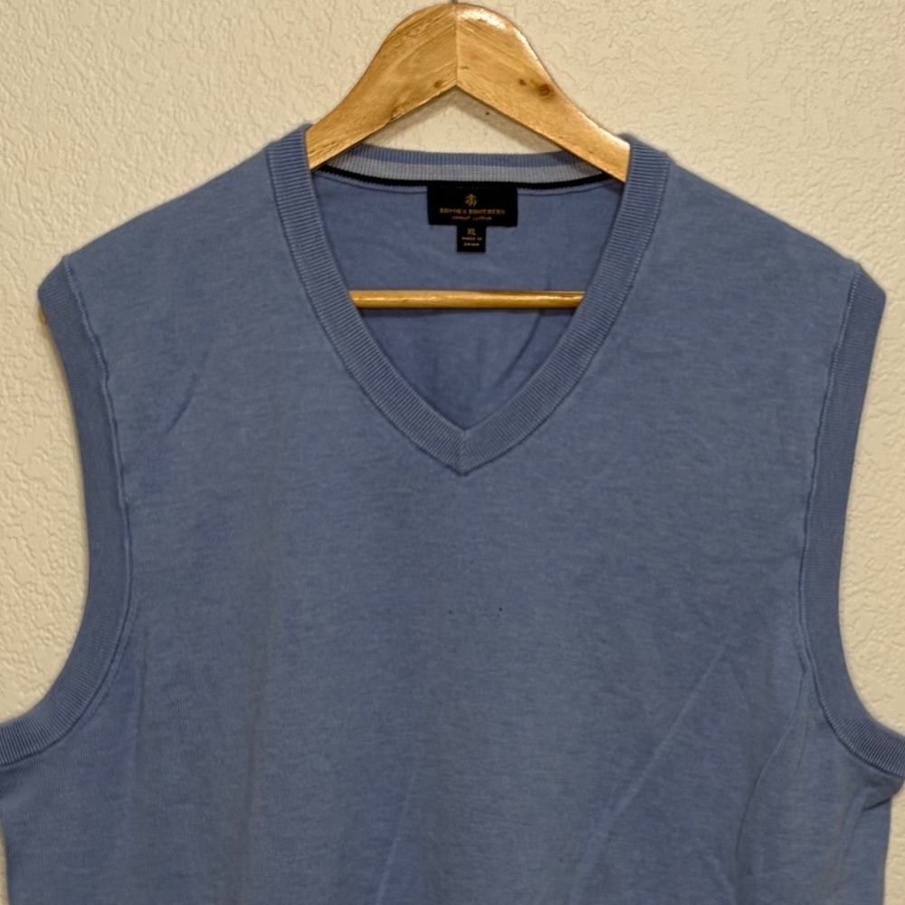 Brooks Brothers Supima Cotton V-Neck Sweater Vest Light Blue Mens XL - Picture 2 of 4